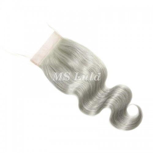4X4 Silver Grey Virgin Hair Body Wave Lace Closure | Human Hair Wig | Lace Front